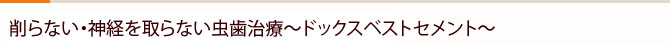 削らない・神経を取らない虫歯治療～ドックスベストセメント～